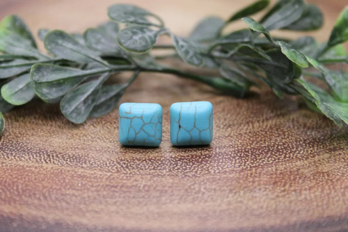 Faux Cracked Turquoise || Stud Earrings || Hypoallergenic