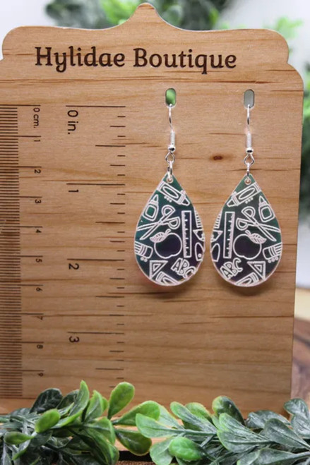 Teacher || Iridescent Teardrop Dangle Earrings || Hypoallergenic