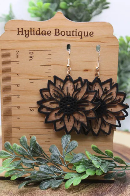 Cork Sunflowers || Dangle Earrings || Hypoallergenic