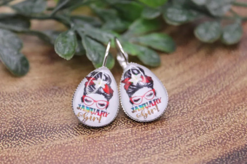 January Girl Messy Bun Teardrop French Lever Earrings