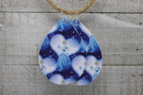 Cinderella Teardrop Faux Leather Earrings