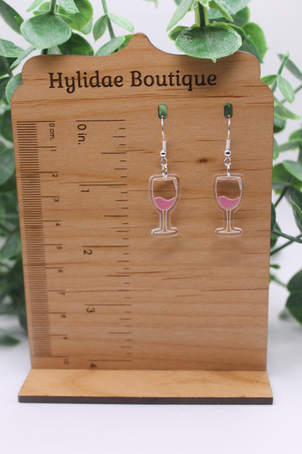 Wine Glass || Acrylic Dangle Earrings