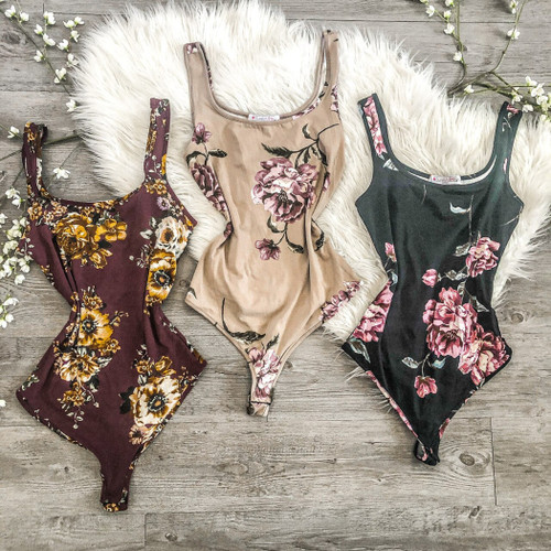 Lala Floral Bodysuit Burgundy