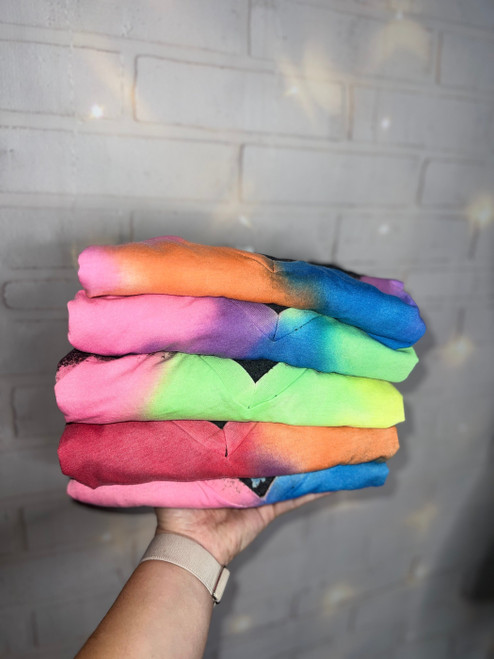 Patchwork Reverse Tie Dye V-Neck Blank Tee