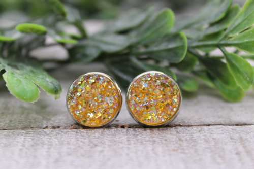 Sunflower Glitz | Druzy Stud Earrings | Hypoallergenic