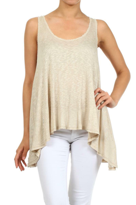 Super Soft Knitted Asymmetric Low Sides Hem Top