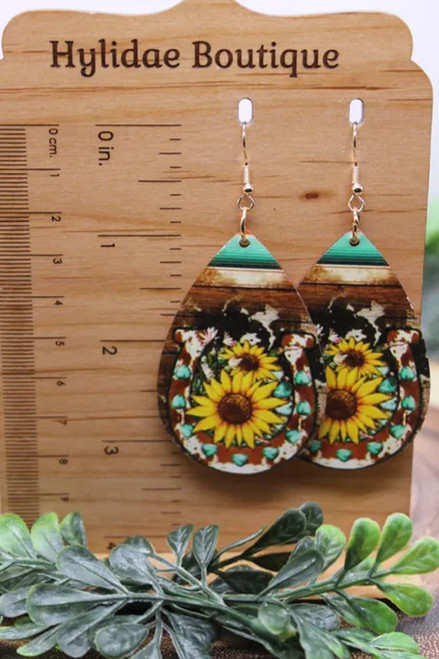 Sunflowers & Horseshoe Dangle Earrings
