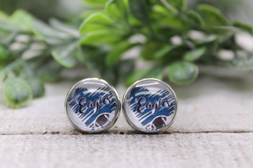 Eagles Heart with Football || Stud Earrings || Hypoallergenic