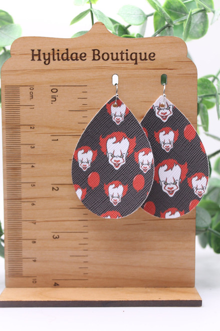Pennywise || Teardrop Faux Leather Earrings || Hypoallergenic