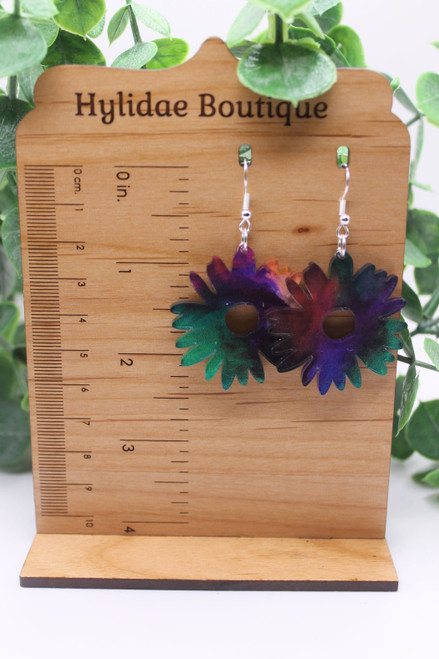 Watercolor Daisy || Acrylic Dangle Earrings