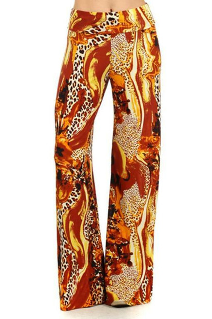 High Waist Aztec Printed Palazzo Pants Gold