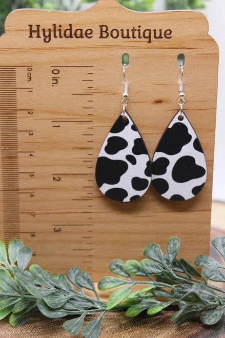 Cow Teardrop || Dangle Earrings || Hypoallergenic
