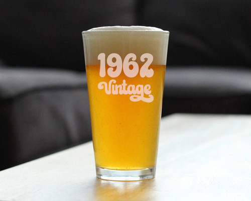 Vintage 1962 Pint Glass for Beer - 62nd Birthday Gifts