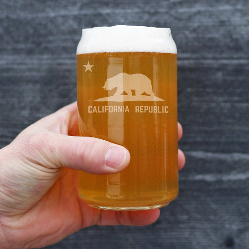 Flag of California Beer Can Pint Glass - Californians Gifts