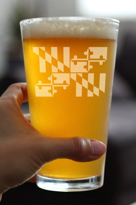 Flag of Maryland Pint Glass for Beer - Marylanders Gifts