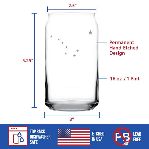 Flag of Alaska Beer Can Pint Glass - Alaskan Gifts and Decor