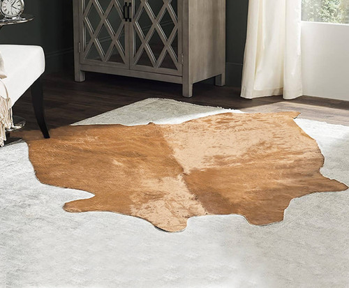 6x7 Feet Light Brown Cowhide Handmade Area Rug