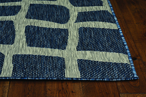 3' X 4' Blue and Gray Abstract Indoor Outdoor Area Rug