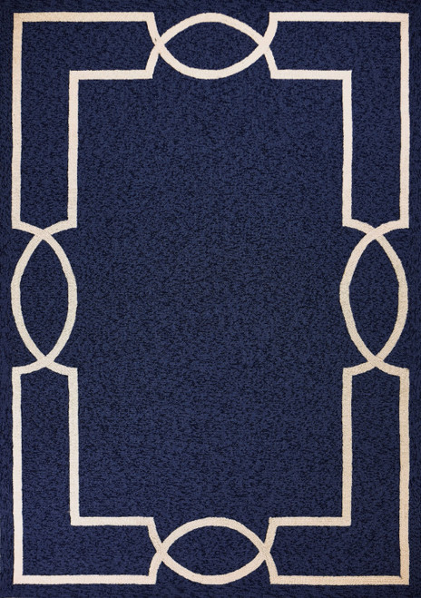 2' X 3' Blue and Ivory Handmade Indoor Outdoor Area Rug