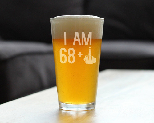 70th Birthday Gifts - 68 Middle Finger Pint Glass for Beer