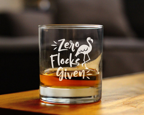 Zero Flocks Given Whiskey Rocks Glass - Flamingo Gifts