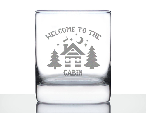 Welcome to the Cabin Whiskey Rocks Glass - Rustic Gifts