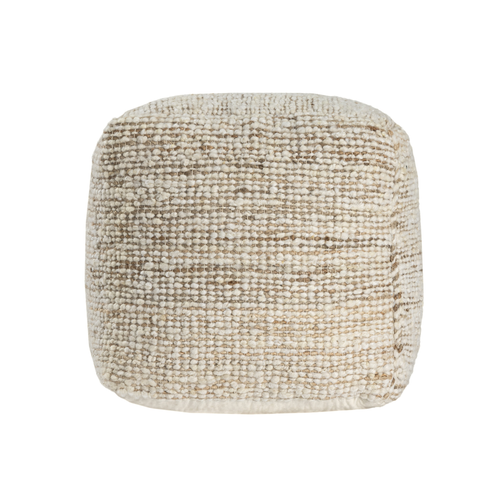 Cotton Wool And Jute Striped Pouf Ottoman