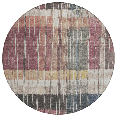 Round Striped Washable Indoor Outdoor Area Rug