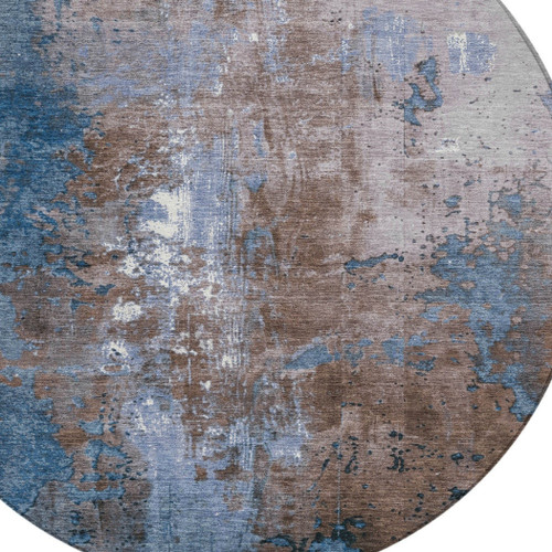 Round Abstract Washable Indoor Outdoor Area Rug