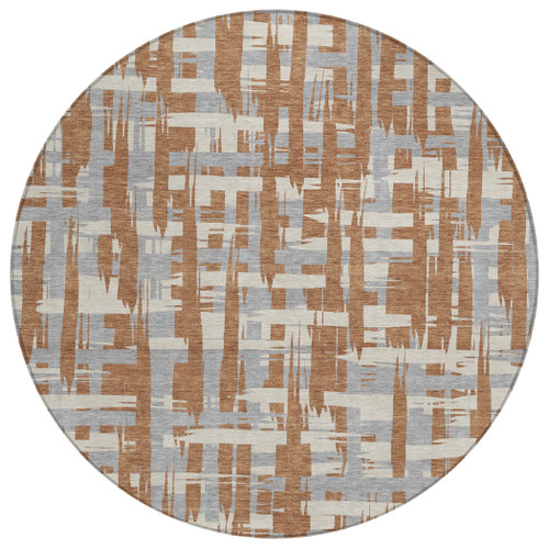 Round Striped Washable Indoor Outdoor Area Rug