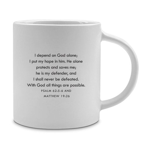 Mug Hope Depend On God Alone White 18Oz