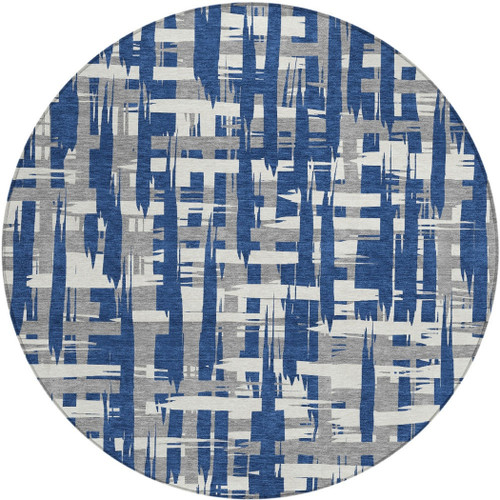 Round Striped Washable Indoor Outdoor Area Rug