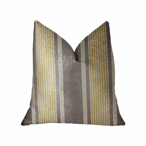 Plutus Graceful Bridge Yellow and Gray Luxury Throw Pillow