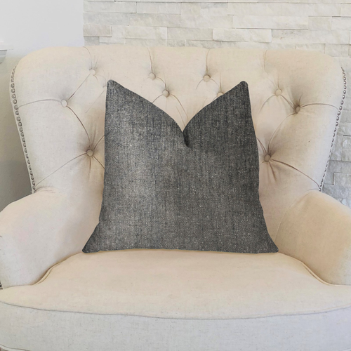 Plutus Cambridge Gray and Silver Luxury Throw Pillow