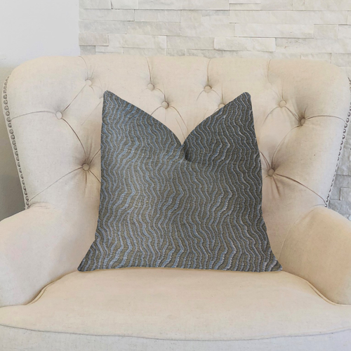 Plutus Dusky Veined  Silver and Taupe Luxury Throw Pillow