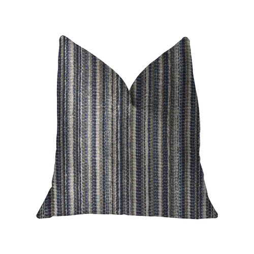 Plutus New Hampton  Ivory and Blue Luxury Throw Pillow