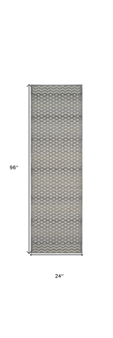 8' Gray and Beige Moroccan Distressed Area Rug