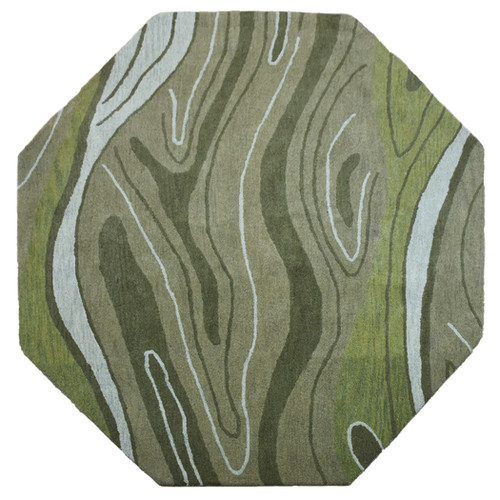 Rugsotic Carpets Hand Tufted Wool Octagon Area Rug Abstract - Green - 8'x8'
