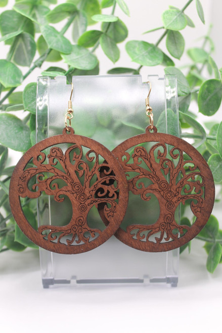 Tree of Life || Wood Dangle Earrings || Hypoallergenic