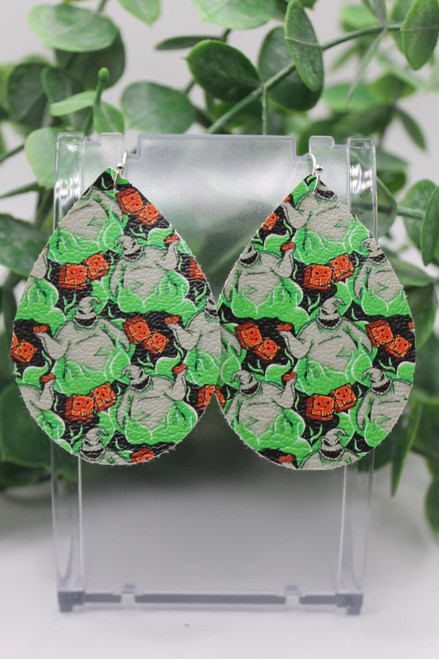 Oogie Boogie || Teardrop Faux Leather Earrings || Hypoallergenic