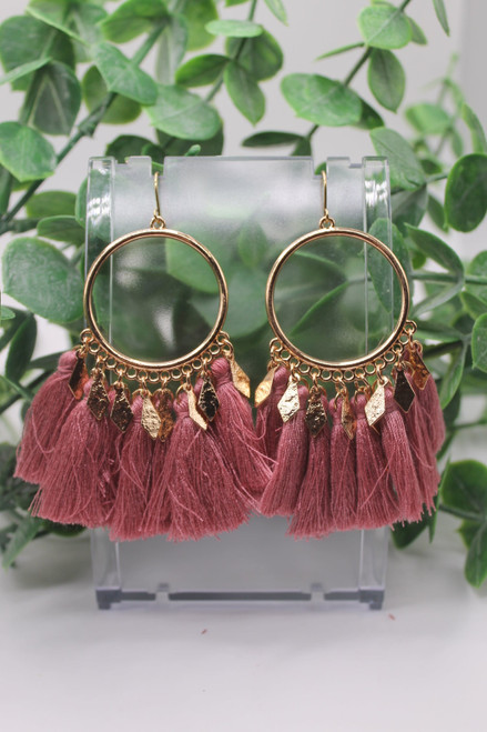 Dusty Rose Tassel || Dangle Earrings || Hypoallergenic