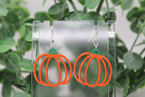 Pumpkin || Wood Dangle Earrings