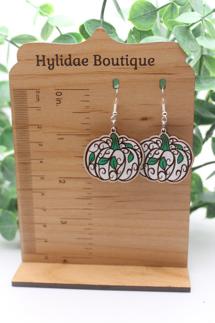 White Pumpkins || Wood Dangle Earrings
