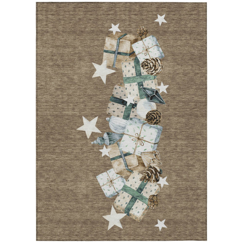 10' X 14' Brown Beige Ivory And Taupe Presents Washable Indoor Outdoor Area Rug