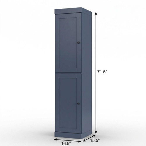 17" French Blue Solid Wood Free Standing Double Door Linen Cabinet