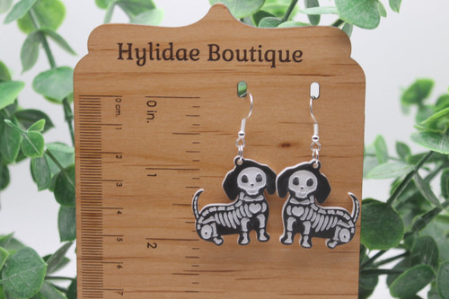 Dog Skeleton || Acrylic Dangle Earrings || Hypoallergenic