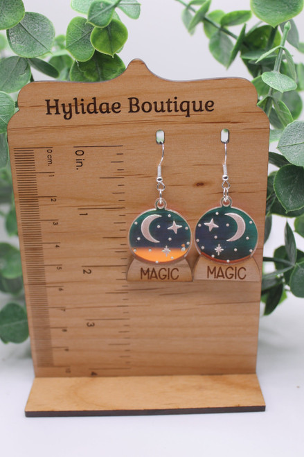 Magic Crystal Ball || Acrylic Dangle Earrings || Hypoallergenic