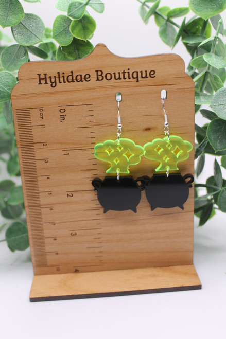 Spooky Cauldron || Acrylic Dangle Earrings || Hypoallergenic