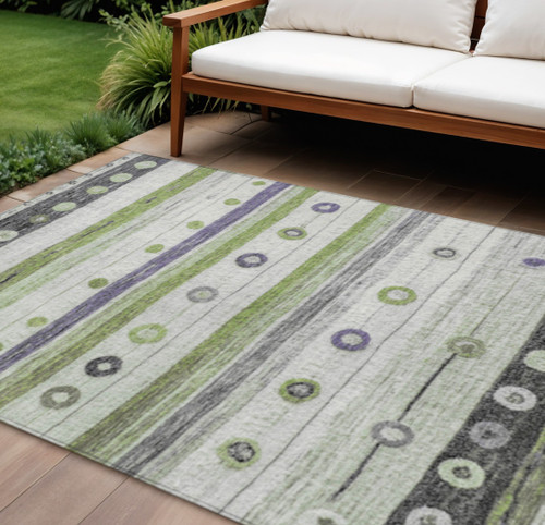 Striped Washable Indoor Outdoor Area Rug