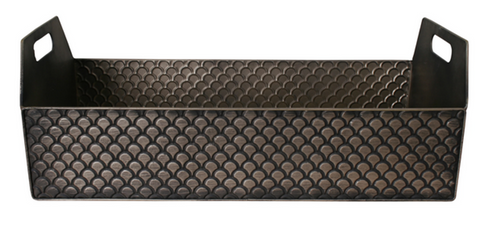 22" Black Metal Container w/Scale Pattern - Black & Gold
